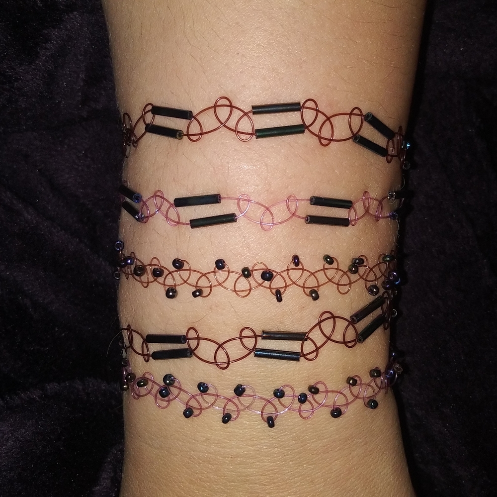 5 pack Bracelets, Tattoo style bracelets, bundle